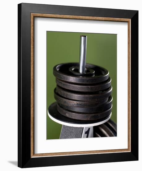 Close-Up of Gym Weightlifting Equipment-Matt Freedman-Framed Photographic Print