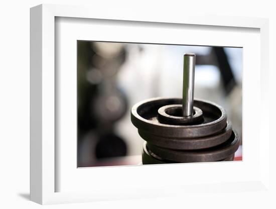 Close-Up of Gym Weightlifting Equipment-Matt Freedman-Framed Photographic Print