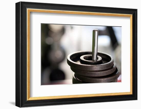 Close-Up of Gym Weightlifting Equipment-Matt Freedman-Framed Photographic Print