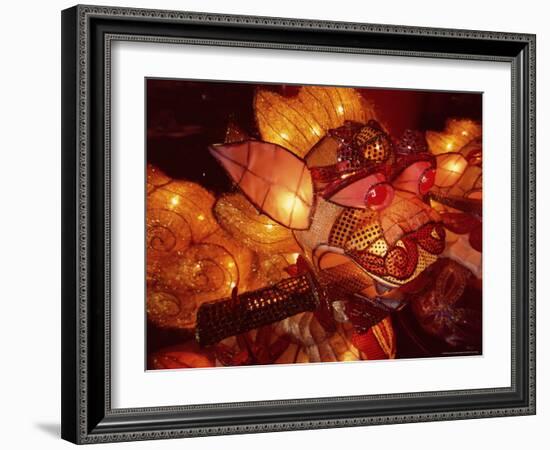 Close-up of Illuminated Lantern, Taipei, Taiwan, Asia-Sylvain Grandadam-Framed Photographic Print