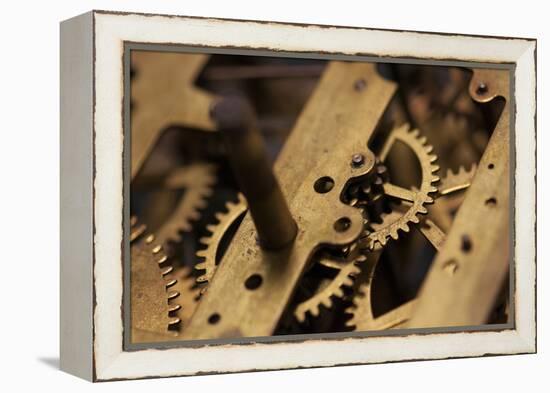 Close-Up of Internal Moving Parts of an Old Watch with Brass Wheels of an Antique-Bill Bachmann-Framed Premier Image Canvas