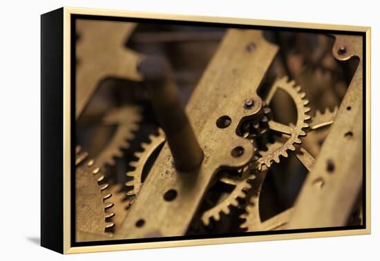 Close-Up of Internal Moving Parts of an Old Watch with Brass Wheels of an Antique-Bill Bachmann-Framed Premier Image Canvas