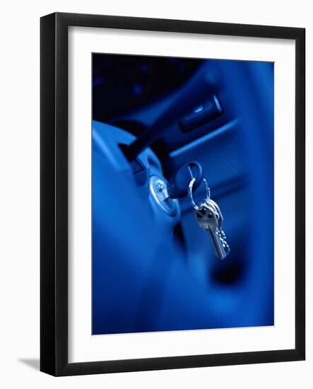 Close-up of Keys in the Ignition of a Car-null-Framed Photographic Print