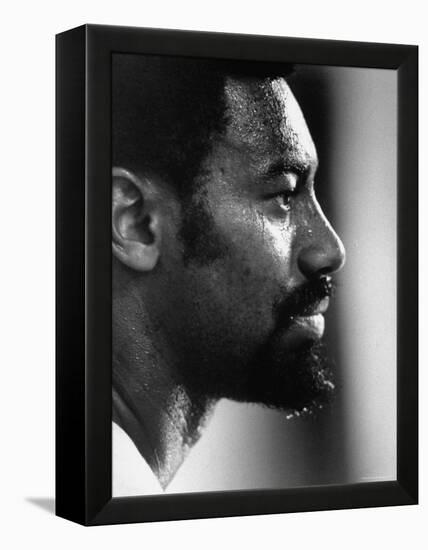 Close Up of Lakers Basketball Player, Wilt Chamberlain, Watching Lakers Play Boston Celtics-Art Rickerby-Framed Premier Image Canvas