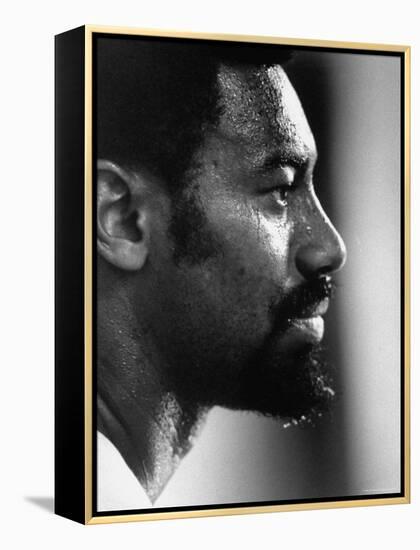 Close Up of Lakers Basketball Player, Wilt Chamberlain, Watching Lakers Play Boston Celtics-Art Rickerby-Framed Premier Image Canvas