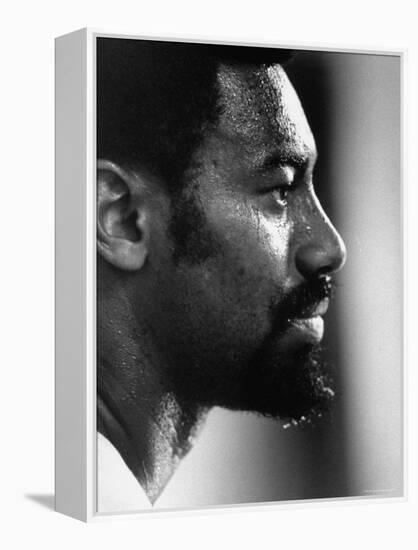 Close Up of Lakers Basketball Player, Wilt Chamberlain, Watching Lakers Play Boston Celtics-Art Rickerby-Framed Premier Image Canvas