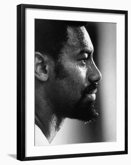 Close Up of Lakers Basketball Player, Wilt Chamberlain, Watching Lakers Play Boston Celtics-Art Rickerby-Framed Premium Photographic Print