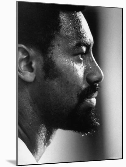 Close Up of Lakers Basketball Player, Wilt Chamberlain, Watching Lakers Play Boston Celtics-Art Rickerby-Mounted Premium Photographic Print