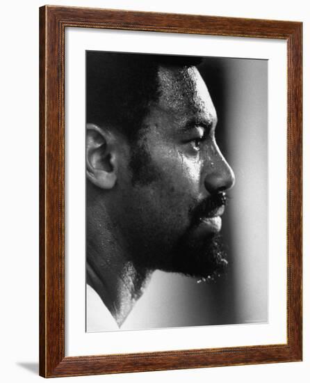 Close Up of Lakers Basketball Player, Wilt Chamberlain, Watching Lakers Play Boston Celtics-Art Rickerby-Framed Premium Photographic Print