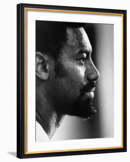 Close Up of Lakers Basketball Player, Wilt Chamberlain, Watching Lakers Play Boston Celtics-Art Rickerby-Framed Premium Photographic Print