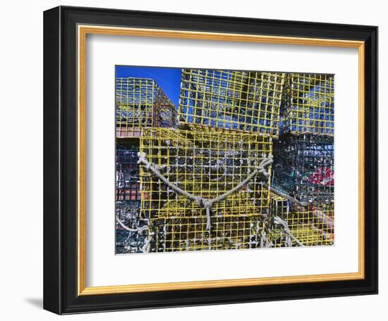 Close-up of lobster traps, Badger's Island, Piscataqua River, Kittery, Maine, USA-Panoramic Images-Framed Photographic Print