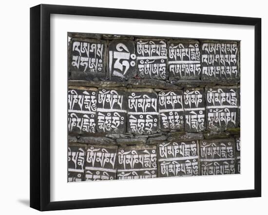 Close Up of Mani Stones Along One of the Trekking Trails in the Sagarmatha National Park, Nepal-John Woodworth-Framed Photographic Print