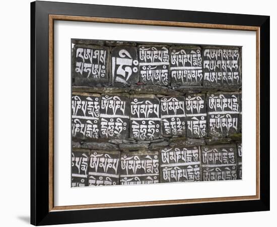 Close Up of Mani Stones Along One of the Trekking Trails in the Sagarmatha National Park, Nepal-John Woodworth-Framed Photographic Print