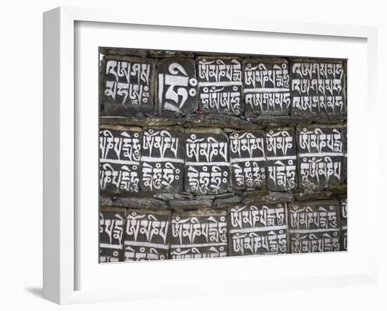 Close Up of Mani Stones Along One of the Trekking Trails in the Sagarmatha National Park, Nepal-John Woodworth-Framed Photographic Print