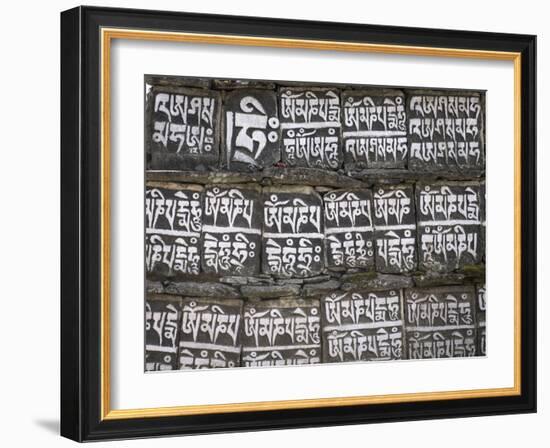 Close Up of Mani Stones Along One of the Trekking Trails in the Sagarmatha National Park, Nepal-John Woodworth-Framed Photographic Print