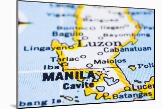 Close Up Of Manila On Map, Philippines-mtkang-Mounted Art Print