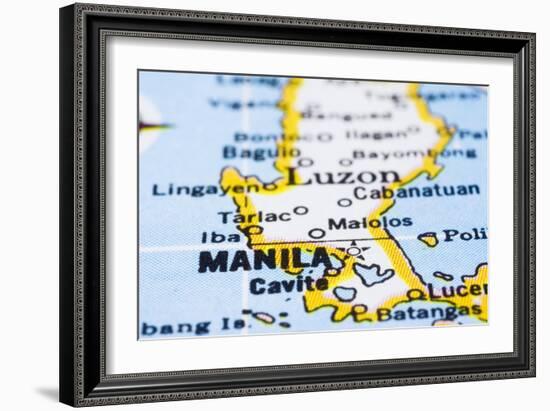 Close Up Of Manila On Map, Philippines-mtkang-Framed Art Print