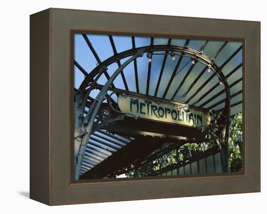 Close-up of Metropolitain (Metro) Station Entrance, Art Nouveau Style, Paris, France, Europe-Gavin Hellier-Framed Premier Image Canvas