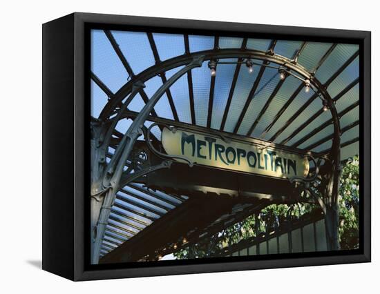 Close-up of Metropolitain (Metro) Station Entrance, Art Nouveau Style, Paris, France, Europe-Gavin Hellier-Framed Premier Image Canvas