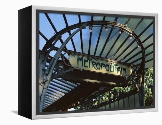 Close-up of Metropolitain (Metro) Station Entrance, Art Nouveau Style, Paris, France, Europe-Gavin Hellier-Framed Premier Image Canvas