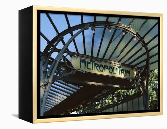 Close-up of Metropolitain (Metro) Station Entrance, Art Nouveau Style, Paris, France, Europe-Gavin Hellier-Framed Premier Image Canvas