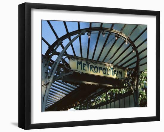 Close-up of Metropolitain (Metro) Station Entrance, Art Nouveau Style, Paris, France, Europe-Gavin Hellier-Framed Photographic Print