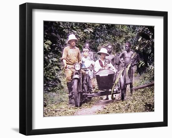 Close-Up Of Missionaries And Friends In Cameroun, Africa-1920s Magic Lantern Slide-Sunny Brook-Framed Art Print