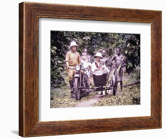 Close-Up Of Missionaries And Friends In Cameroun, Africa-1920s Magic Lantern Slide-Sunny Brook-Framed Premium Giclee Print