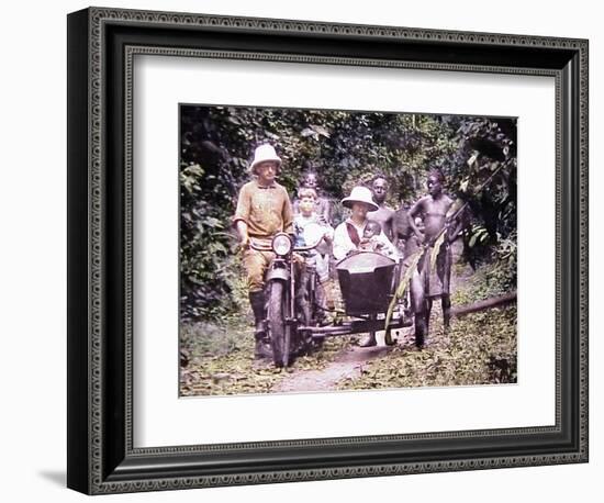 Close-Up Of Missionaries And Friends In Cameroun, Africa-1920s Magic Lantern Slide-Sunny Brook-Framed Premium Giclee Print