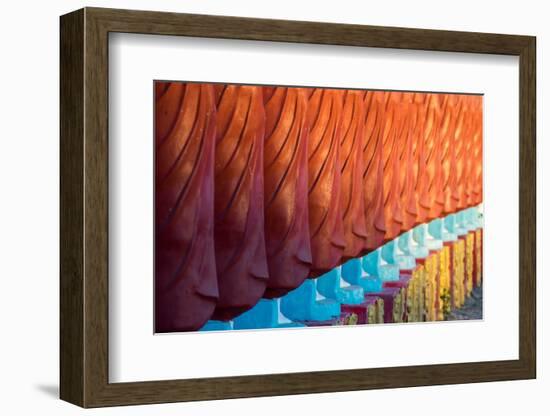 Close-up of monk sculptures standing in line at Myo Yar Pyae Pagoda, Monywa, Myanmar (Burma)-Jan Miracky-Framed Photographic Print