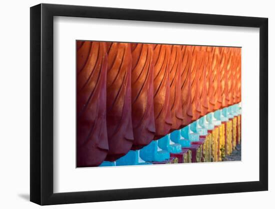 Close-up of monk sculptures standing in line at Myo Yar Pyae Pagoda, Monywa, Myanmar (Burma)-Jan Miracky-Framed Photographic Print