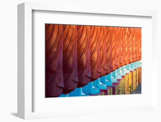 Close-up of monk sculptures standing in line at Myo Yar Pyae Pagoda, Monywa, Myanmar (Burma)-Jan Miracky-Framed Photographic Print