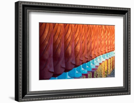 Close-up of monk sculptures standing in line at Myo Yar Pyae Pagoda, Monywa, Myanmar (Burma)-Jan Miracky-Framed Photographic Print