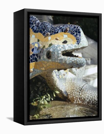 Close-Up of Mosaic Dragon, by Gaudi, Parc Guell, Barcelona, Catalonia (Cataluna) (Catalunya), Spain-Peter Higgins-Framed Premier Image Canvas