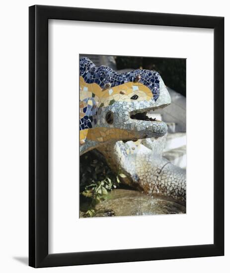 Close-Up of Mosaic Dragon, by Gaudi, Parc Guell, Barcelona, Catalonia (Cataluna) (Catalunya), Spain-Peter Higgins-Framed Photographic Print