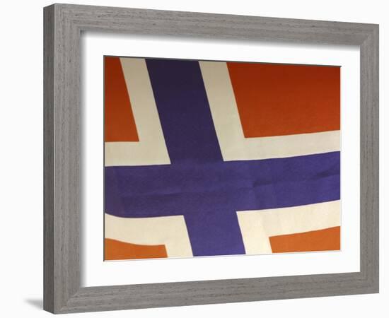Close-up of Norwegian Flag-null-Framed Photographic Print