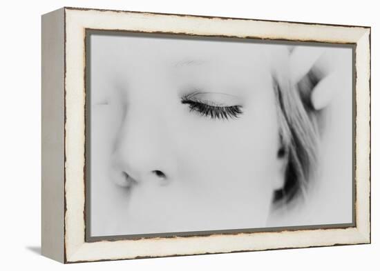 Close-Up of One Side of Young Woman's Face with Focus on the Eyelashes of Her Closed Eye-Henriette Lund Mackey-Framed Premier Image Canvas