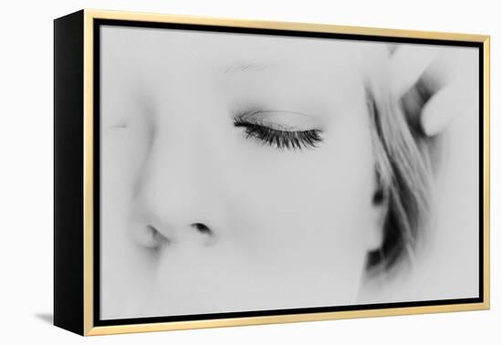 Close-Up of One Side of Young Woman's Face with Focus on the Eyelashes of Her Closed Eye-Henriette Lund Mackey-Framed Premier Image Canvas