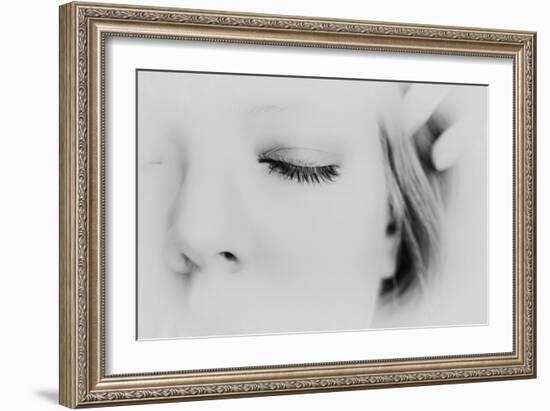 Close-Up of One Side of Young Woman's Face with Focus on the Eyelashes of Her Closed Eye-Henriette Lund Mackey-Framed Photographic Print