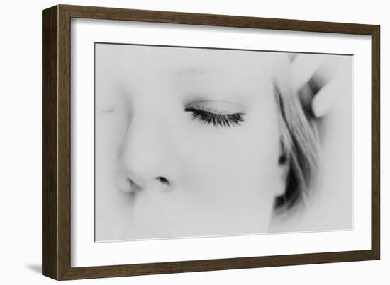 Close-Up of One Side of Young Woman's Face with Focus on the Eyelashes of Her Closed Eye-Henriette Lund Mackey-Framed Photographic Print