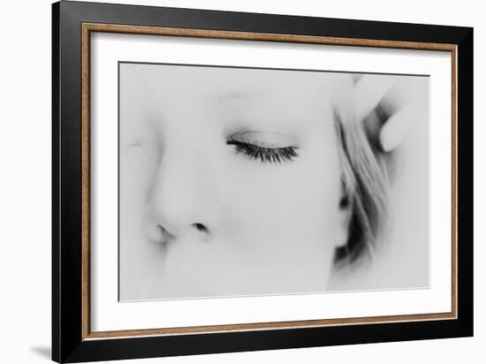 Close-Up of One Side of Young Woman's Face with Focus on the Eyelashes of Her Closed Eye-Henriette Lund Mackey-Framed Photographic Print