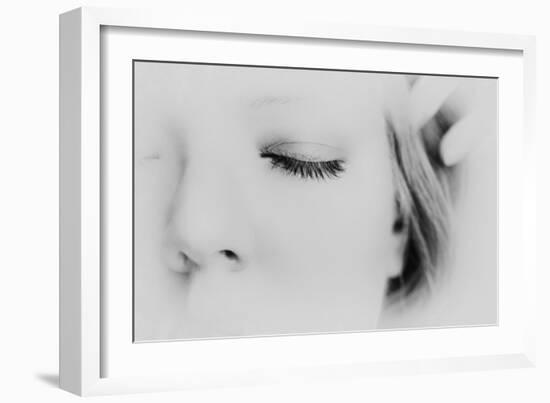 Close-Up of One Side of Young Woman's Face with Focus on the Eyelashes of Her Closed Eye-Henriette Lund Mackey-Framed Photographic Print