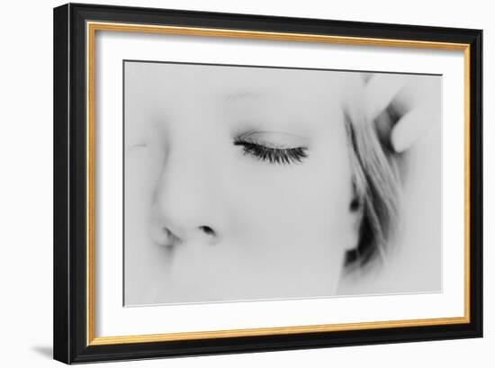 Close-Up of One Side of Young Woman's Face with Focus on the Eyelashes of Her Closed Eye-Henriette Lund Mackey-Framed Photographic Print