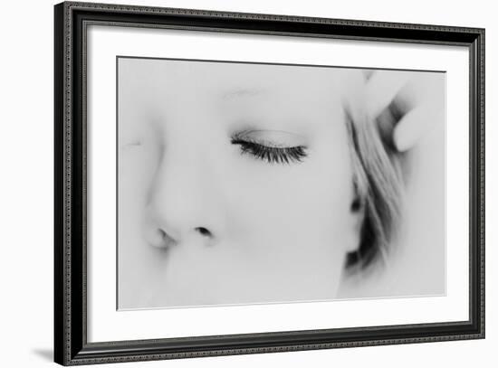 Close-Up of One Side of Young Woman's Face with Focus on the Eyelashes of Her Closed Eye-Henriette Lund Mackey-Framed Photographic Print