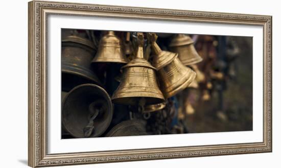 Close-up of prayer bells inside the Muktinath Temple, Mustang District, Gandaki Pradesh, Nepal-Panoramic Images-Framed Photographic Print