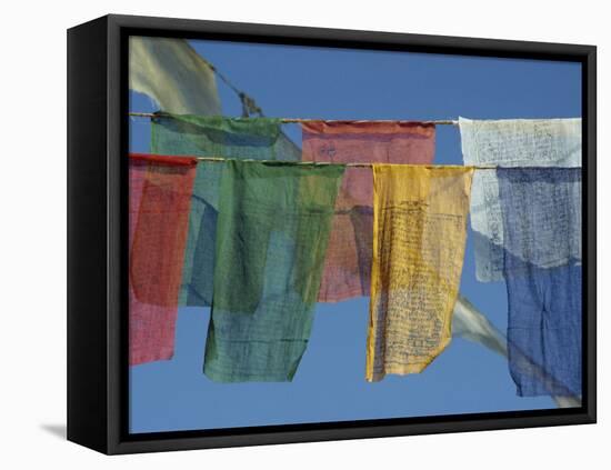 Close-Up of Prayer Flags at Swayambunath, Kathmandu, Nepal-James Green-Framed Premier Image Canvas