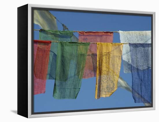 Close-Up of Prayer Flags at Swayambunath, Kathmandu, Nepal-James Green-Framed Premier Image Canvas