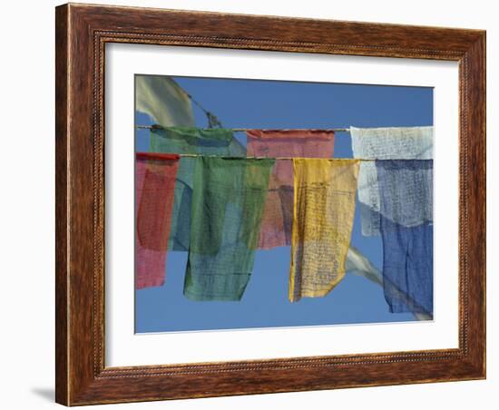 Close-Up of Prayer Flags at Swayambunath, Kathmandu, Nepal-James Green-Framed Photographic Print