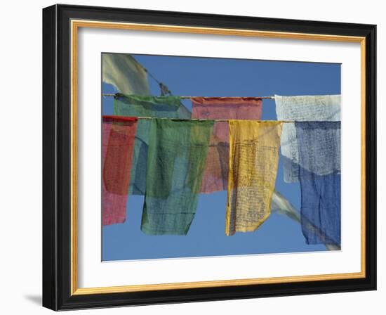 Close-Up of Prayer Flags at Swayambunath, Kathmandu, Nepal-James Green-Framed Photographic Print