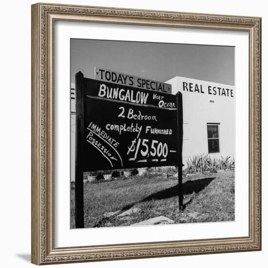 Close-Up of Real Estate Sign-Ed Clark-Framed Photographic Print